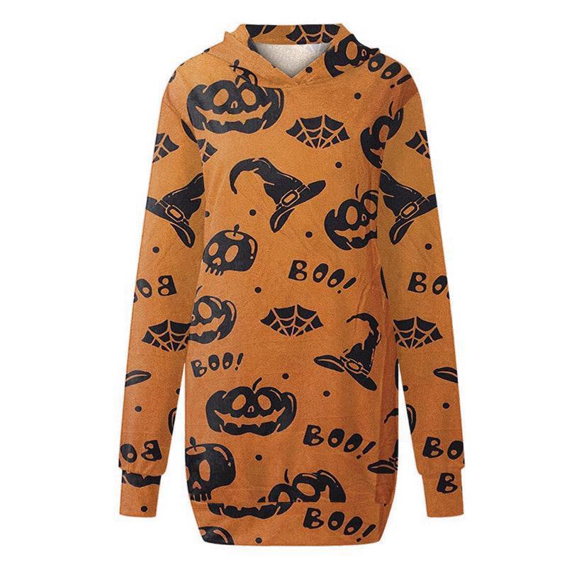 Happy Halloween Plus Sizes Women Hoodies-Shirts & Tops-Yellow-S-Free Shipping Leatheretro