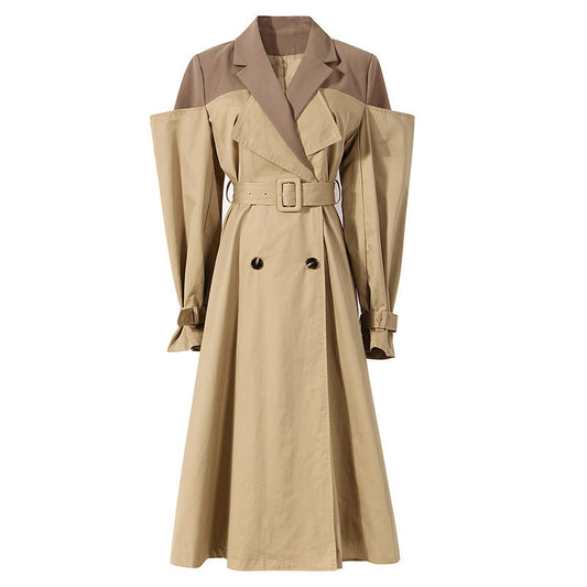 Designed Khaki Color Women Fall Trenchcoat-Outerwear-Khaki-S-Free Shipping Leatheretro