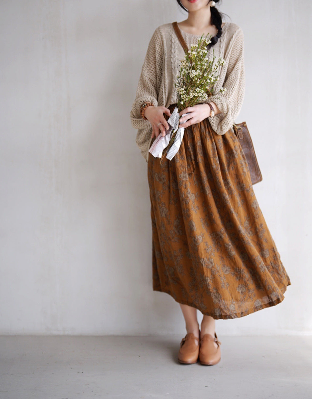 Vintage Cotton Floral Women Skirts-Skirts-The same as picture-One Size-Free Shipping Leatheretro