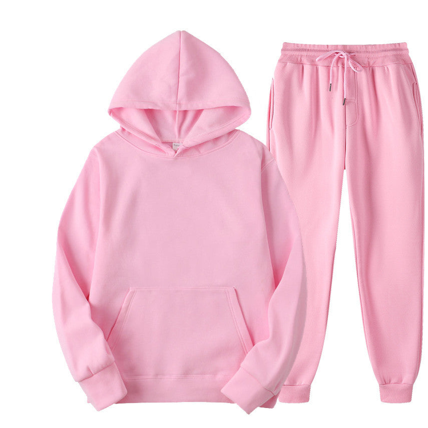 Casual Pullover Hoodies and Sports Pants Sets for Women and Men-Suits-Pink-S-Free Shipping Leatheretro