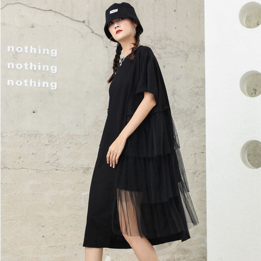 Black Tulle Irregular Summer Long Midi Dresses-Dresses-Black-One Size-Free Shipping Leatheretro