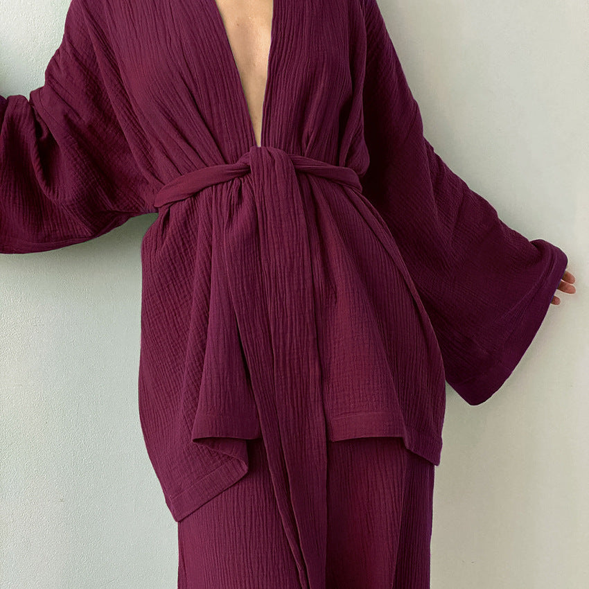 Women Casual Long Sleeves Home Wear Suits-Suits-Wine Red-S-Free Shipping Leatheretro