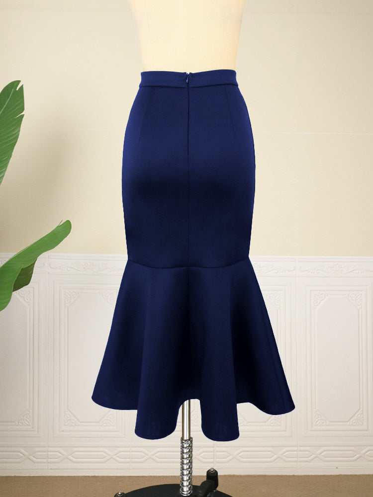 Sexy High Waist Mermaid Skirts for Women-Skirts-Navy Blue-S-Free Shipping Leatheretro