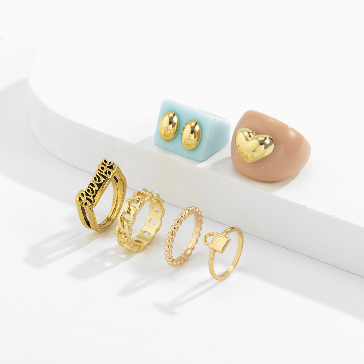 Fashion Sweet Letter Design Women Ring 6pcs/set-Rings-Colorful-6pcs/set-Free Shipping Leatheretro