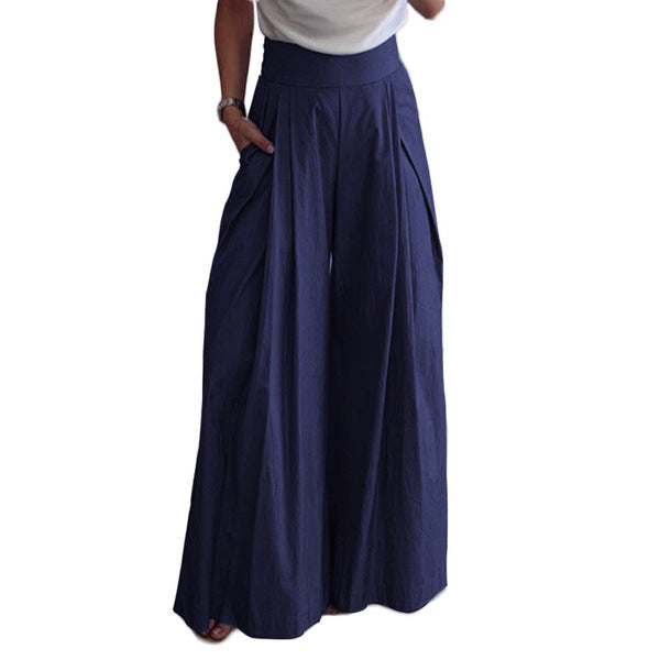 Casual High Waist Pocket Pants for Women-Pants-Dark Blue-M-Free Shipping Leatheretro