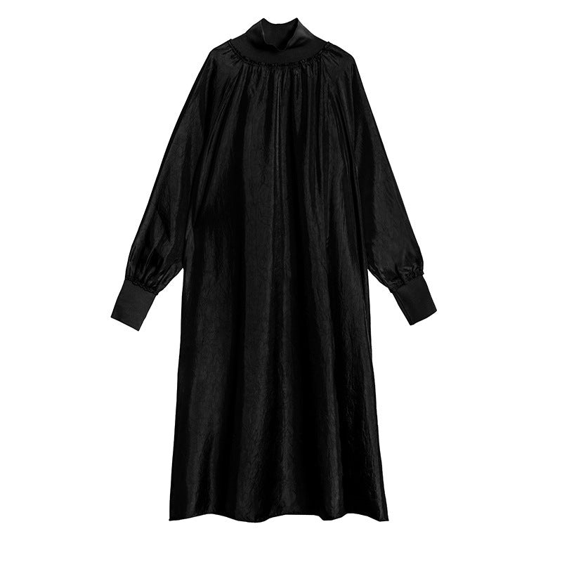 Elegant High Neck Long Sleeves Fall Dresses-Dresses-Black-One Size-Free Shipping Leatheretro