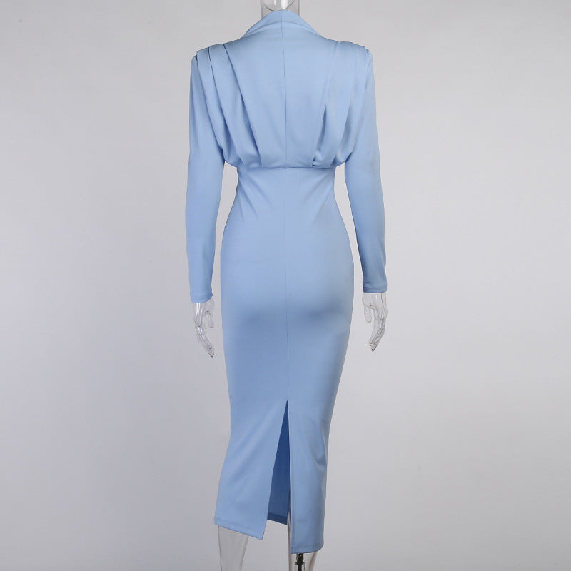 Elegant Round Neck High Neck Long Dresses-Dresses-Apricot-S-Free Shipping Leatheretro