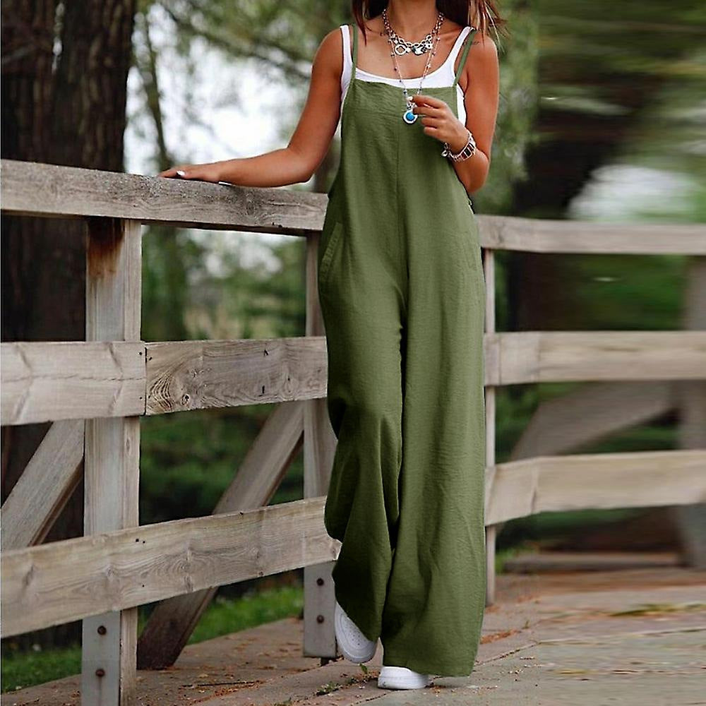 Casual Summer Jumpsuits with Pocket-Jumpsuits & Rompers-Army Green-S-Free Shipping Leatheretro