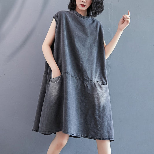 Summer Plus Sizes Women A Line Denim Dresses-Dresses-The same as picture-L-Free Shipping Leatheretro