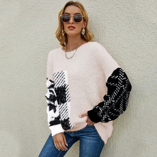 Casual Leopard Designed Long Sleeves Knitted Sweaters-Shirts & Tops-Pink-S-Free Shipping Leatheretro