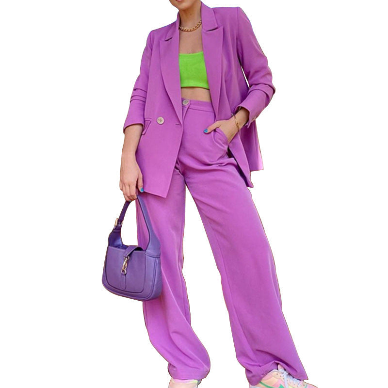 Casual Women Office Lady 2pcs Outfits-Suits-Purple-S-Free Shipping Leatheretro