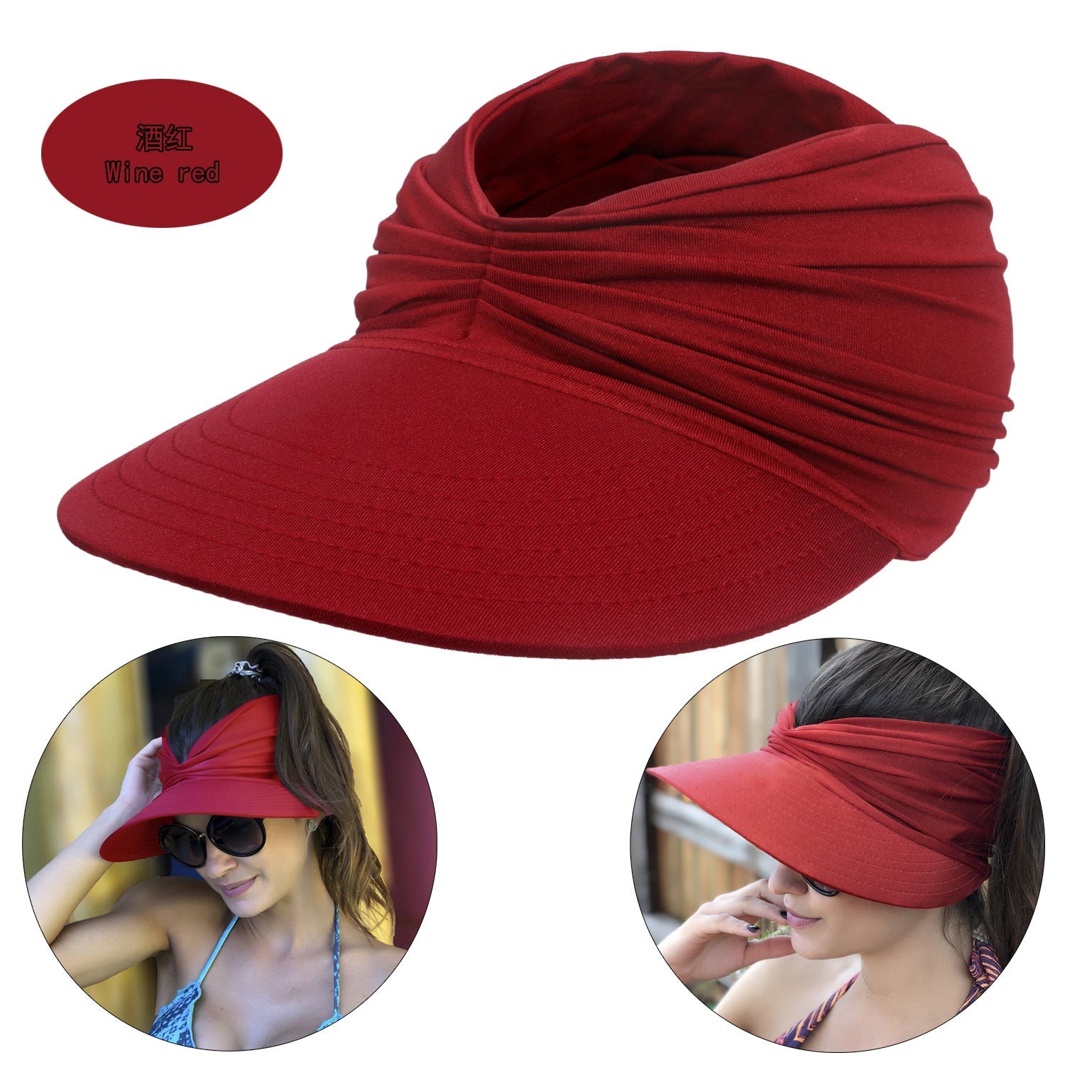 Summer Beach Sun Proof Outdoor Hats 2pcs/Set-Hats-Wine Red-56-65 cm-Free Shipping Leatheretro