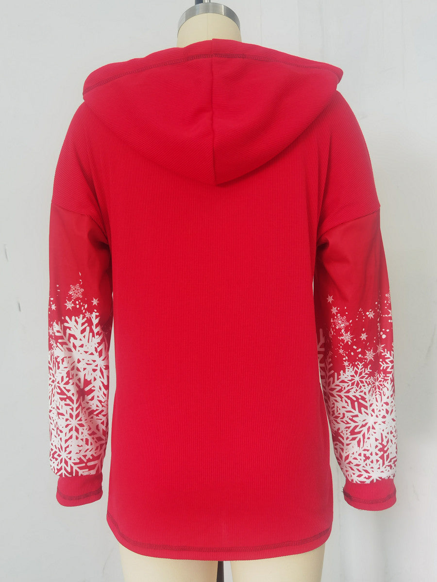 Christmas Red Snowma Zipper Hoodies-Shirts & Tops-Red-S-Free Shipping Leatheretro