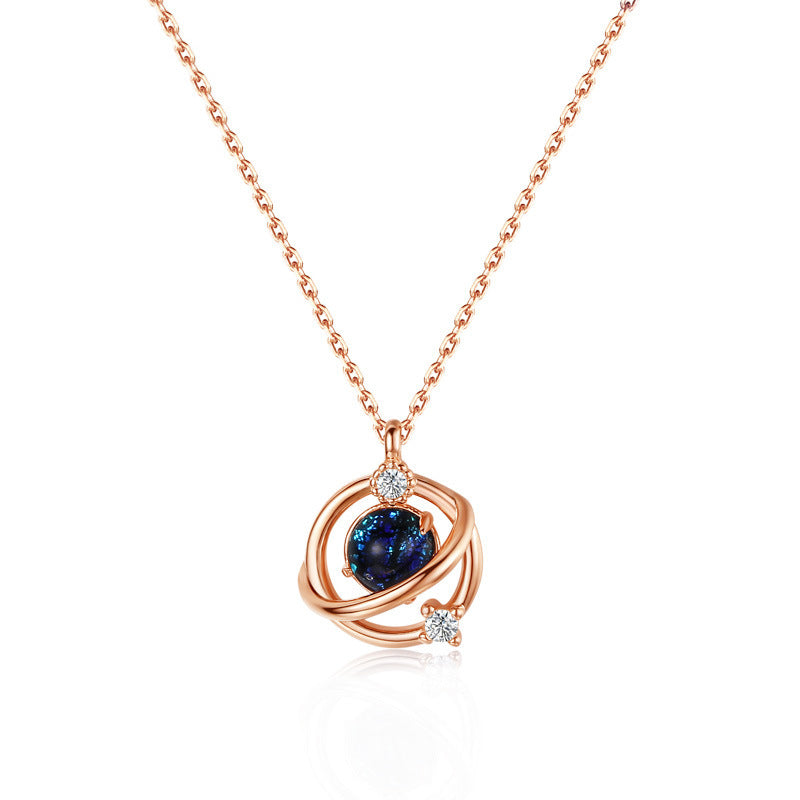 Fantasy Planet Design Silver Necklace for Women-Necklaces-Rose Gold-Free Shipping Leatheretro