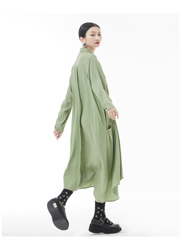 Casual Designed A Line Shirts Dresses-Green-One Size-Free Shipping Leatheretro