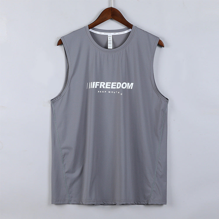 Sports Quick Drying Men Sleeveless T Shirts-Shirts & Tops-Gray-L-Free Shipping Leatheretro