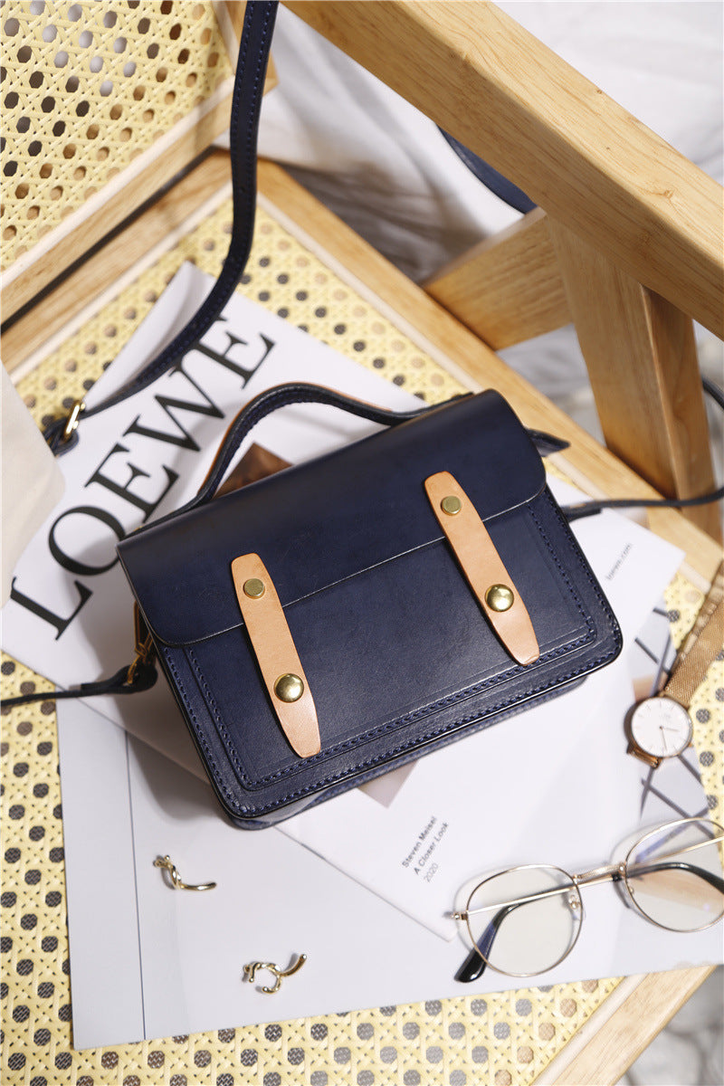 Cowhide Vege Tanned Leather Messager Handbag for Women 8025-Handbags-Brown-Free Shipping Leatheretro