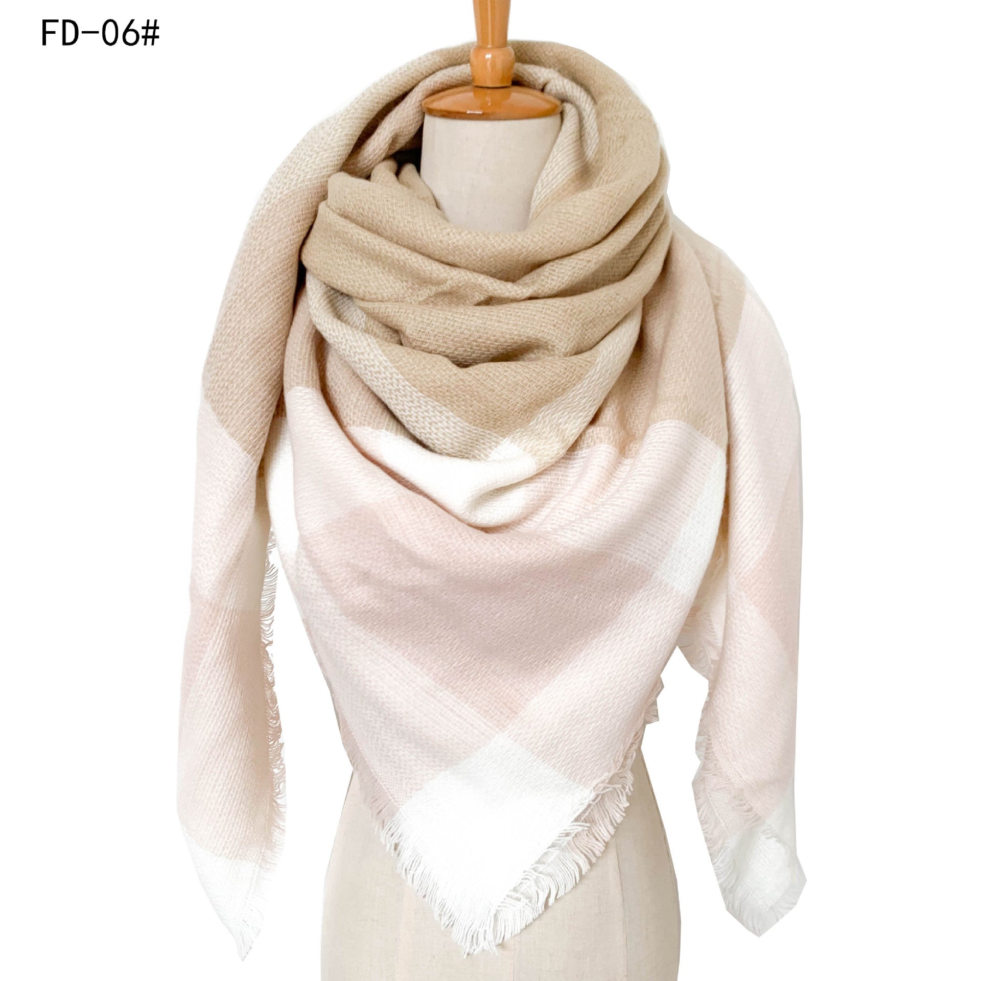 Winter Warm Plaid Scarves for Women-Scarves & Shawls-Ivory-140cm-Free Shipping Leatheretro
