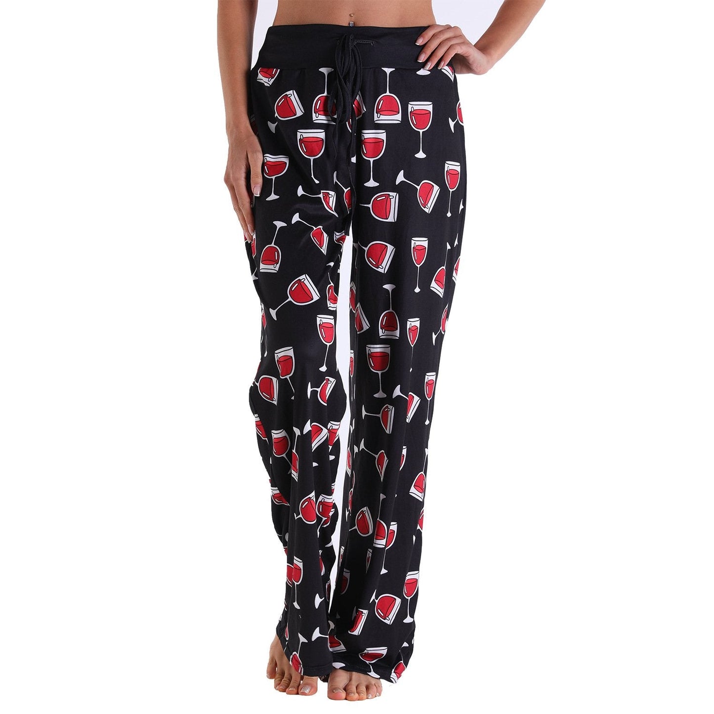 Casual Floral Print Women High Waist Trousers for Homewear-Pajamas-2013-S-Free Shipping Leatheretro