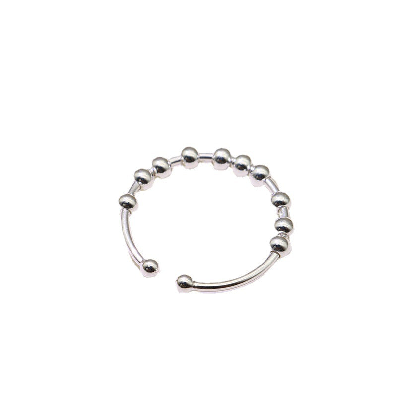 Rotatable Beads Silver Rings for Women-Rings-5 Beads-Free Shipping Leatheretro