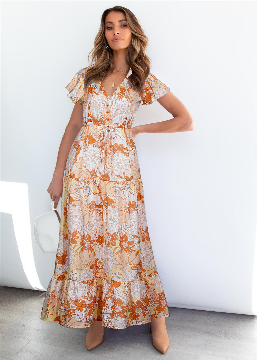 Summer Casual Foral Print Long Holiday Dresses-Dresses-C-S-Free Shipping Leatheretro
