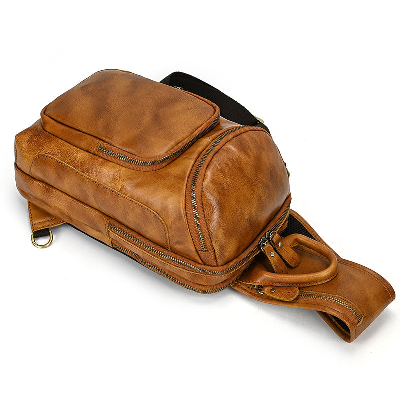 Vintage Leather Chest Bag for Men 9336-Saddle Bags & Panniers-Cray Horse Leather-Brown-Free Shipping Leatheretro