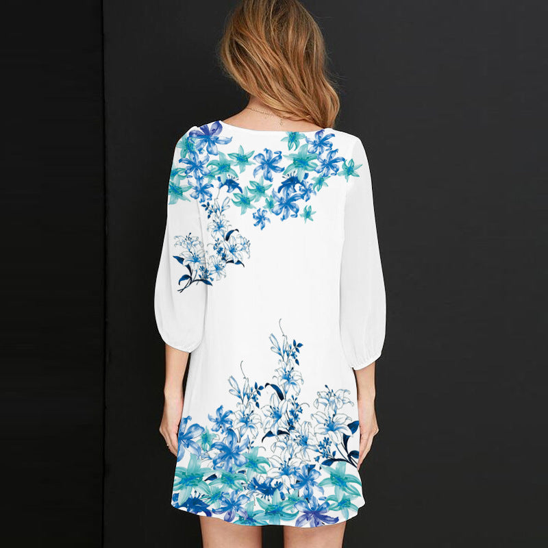 Chiffon Floral Print Casual Summer Dresses-Dresses-8130-7-S-Free Shipping Leatheretro