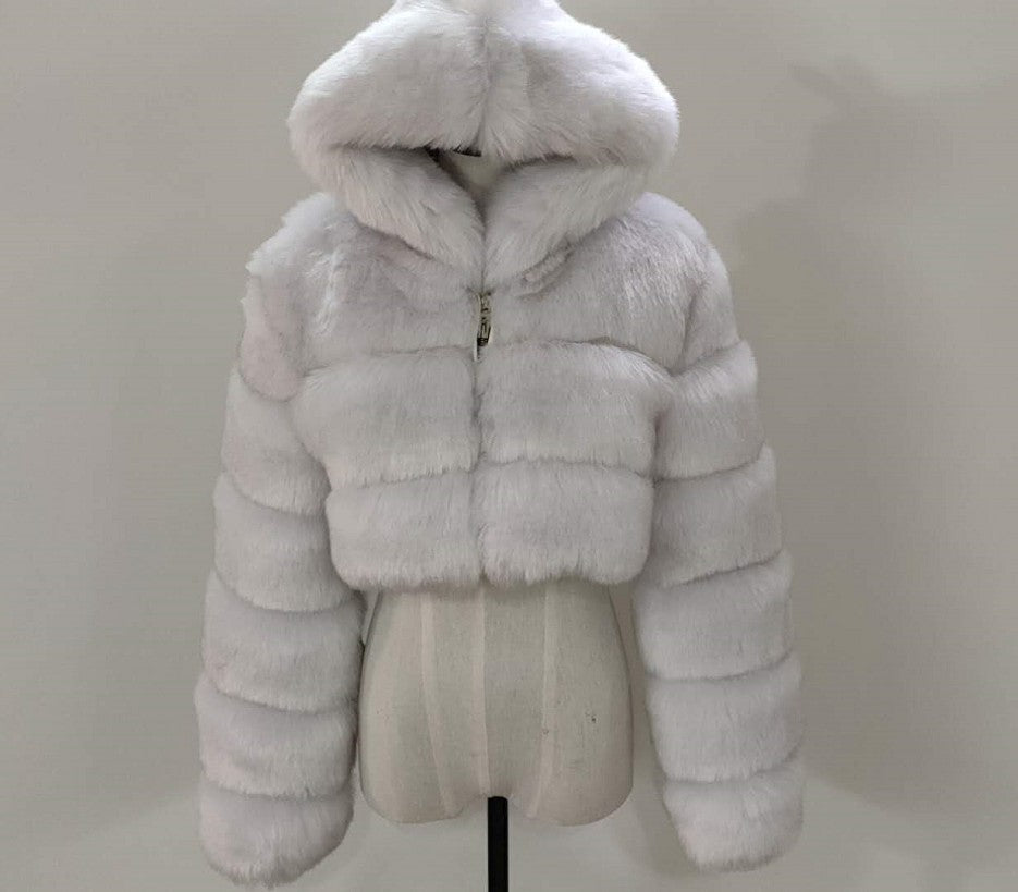 Fashion Artificial Faux Fur Short Overcoats for Women-Coats & Jackets-White-1-S-Free Shipping Leatheretro