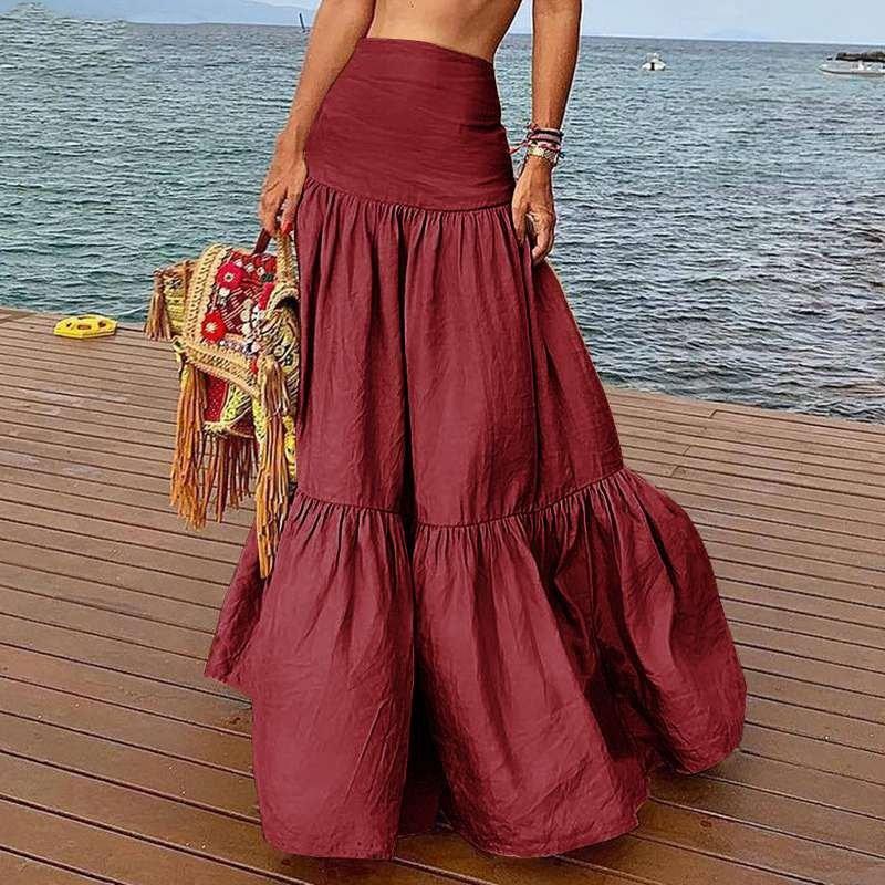 Plus Sizes High Waist Beach Skirts-Women Bottoms-Red-S-Free Shipping Leatheretro