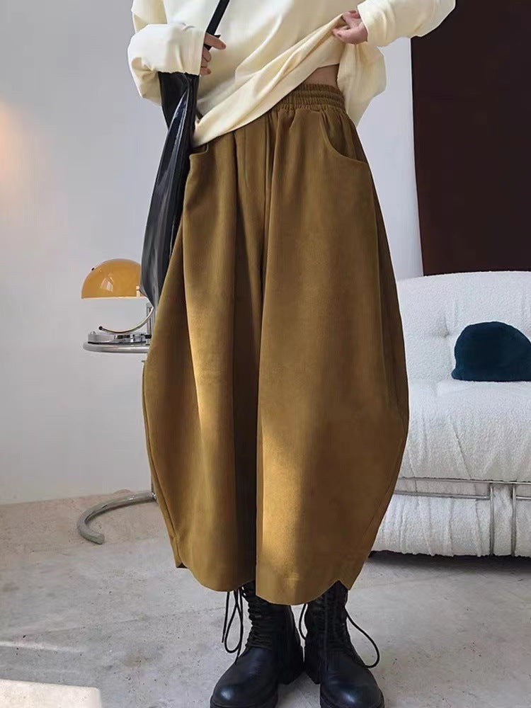 Vintage Plus Sizes Wide Legs Harem Pants-pants-Brown-One Size 45-80 kg-Free Shipping Leatheretro
