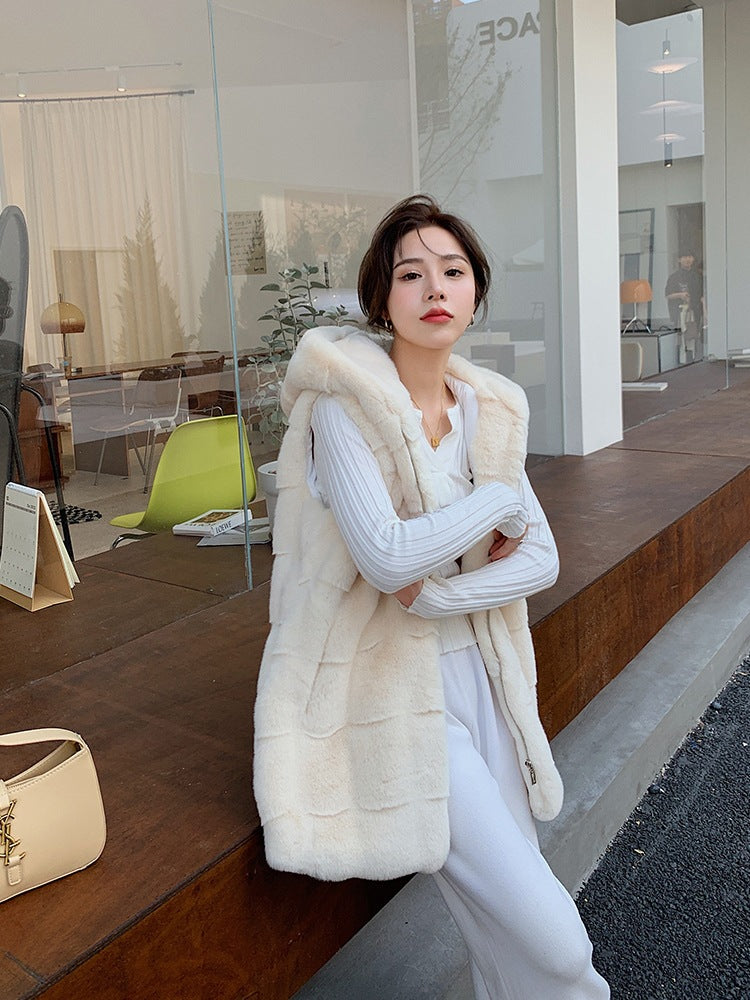 Artificial Fur Sleeveless Vest Coats for Women-vest-White-S-Free Shipping Leatheretro