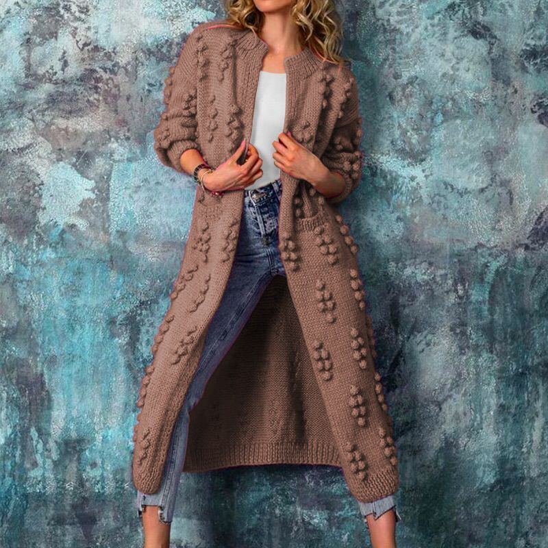 Casual Knitted Long Cardigan Coats for Women-Overcoat-Coffee-S-Free Shipping Leatheretro