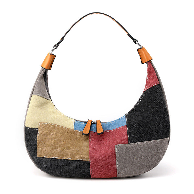 Designed Moon Shaped Canvas Bags for Women 1662-Handbags-The same as picture-Free Shipping Leatheretro