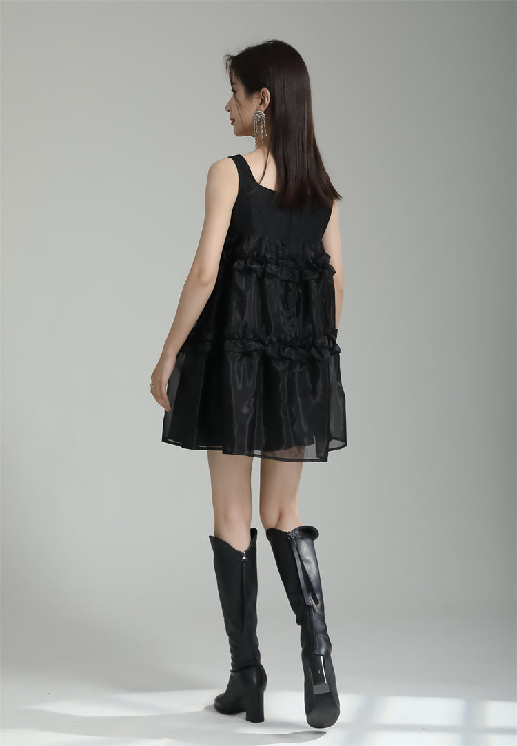 Designed Spaghetti Straps Black Short Dresses-Dresses-Black-S-Free Shipping Leatheretro