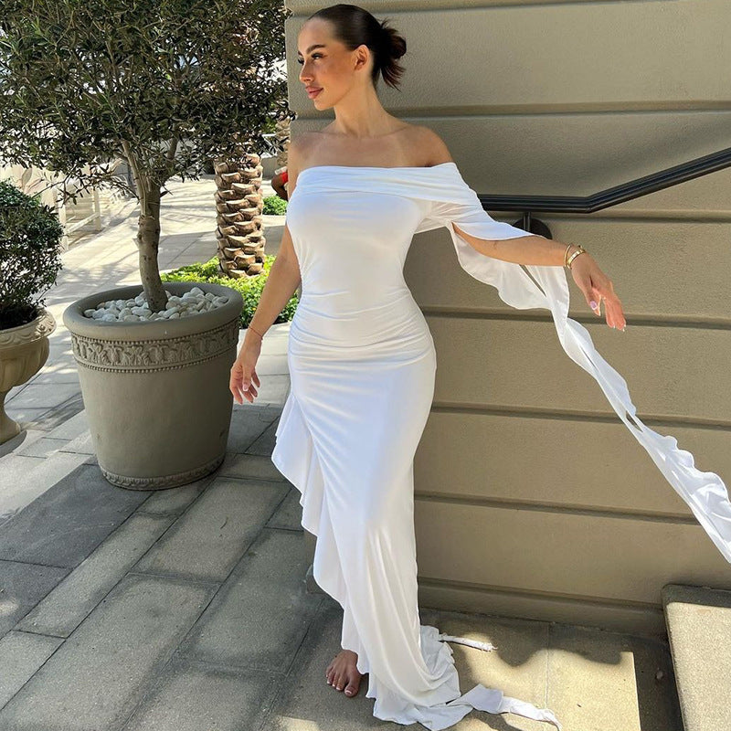 Sexy Off The Shoulder Summer Sheath Dresses-Dresses-White-S-Free Shipping Leatheretro