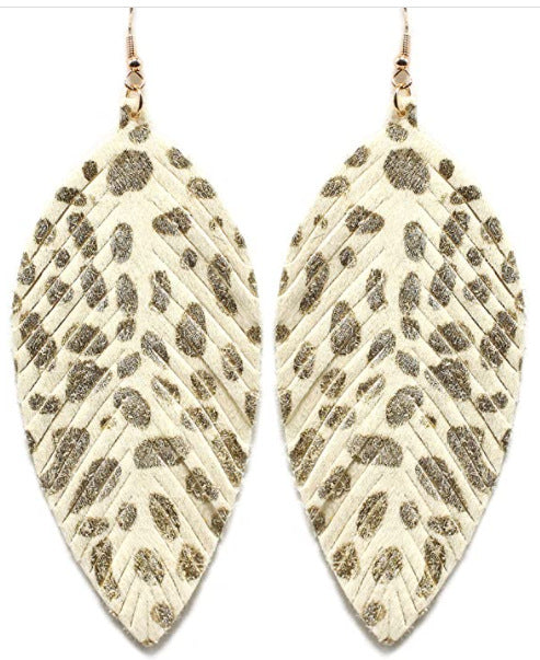 Leopard Print Leaf Design Drop Earring for Women-Earrings-1#-Free Shipping Leatheretro