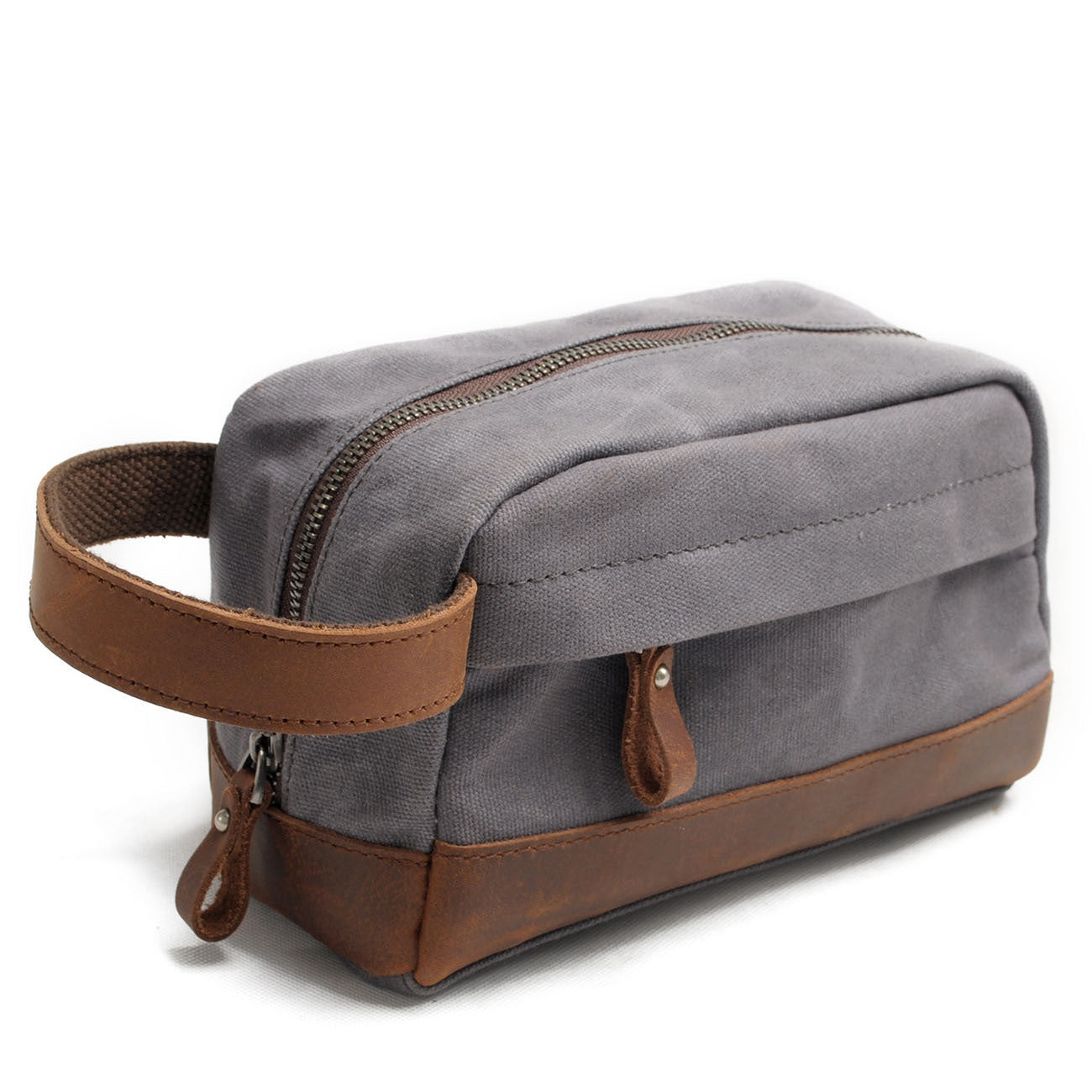 Vintage Waxed Canvas Toiletry Bag for Men 9138-Toiletry Bag-Dark Gray-Free Shipping Leatheretro