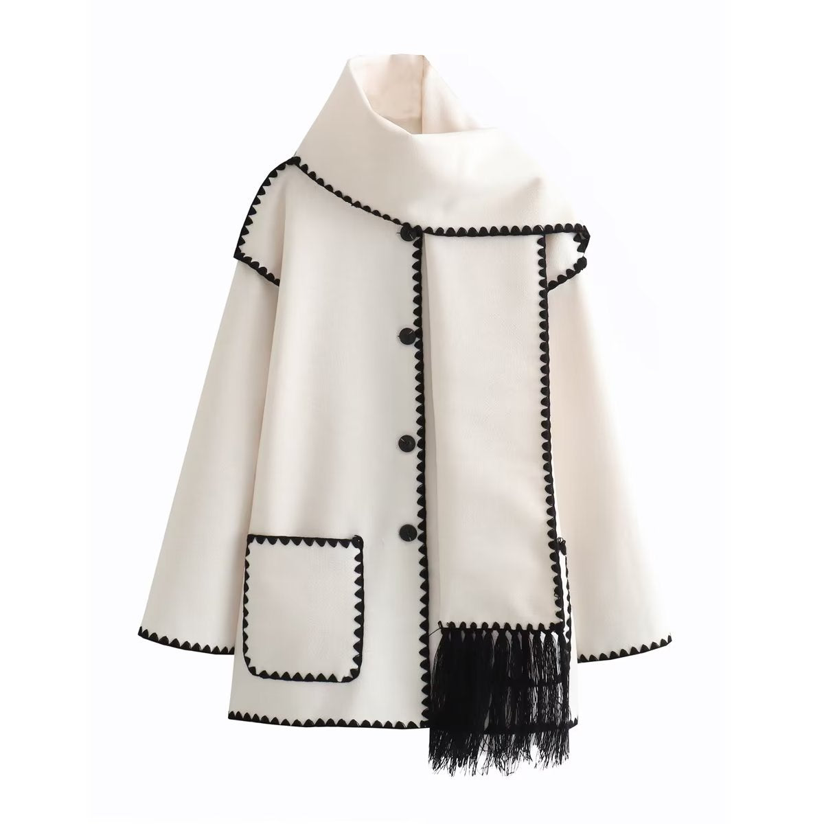 Fashion Women Nylon Coats with Scarves-Coats & Jackets-White-XS-Free Shipping Leatheretro