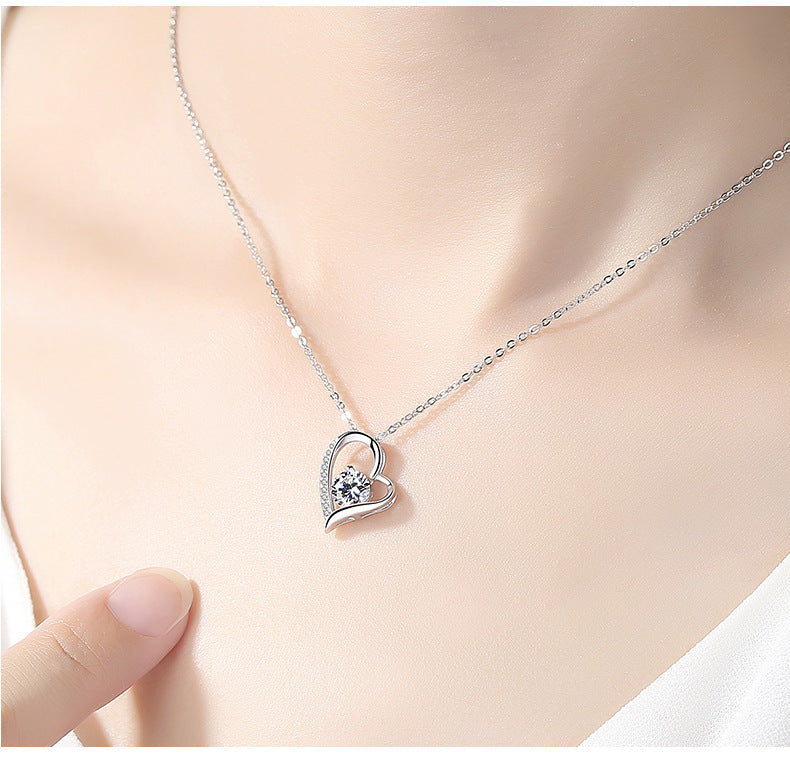 Fall In Love At First Sight Zircon Sterling Sliver Necklace-Necklaces-White-Free Shipping Leatheretro