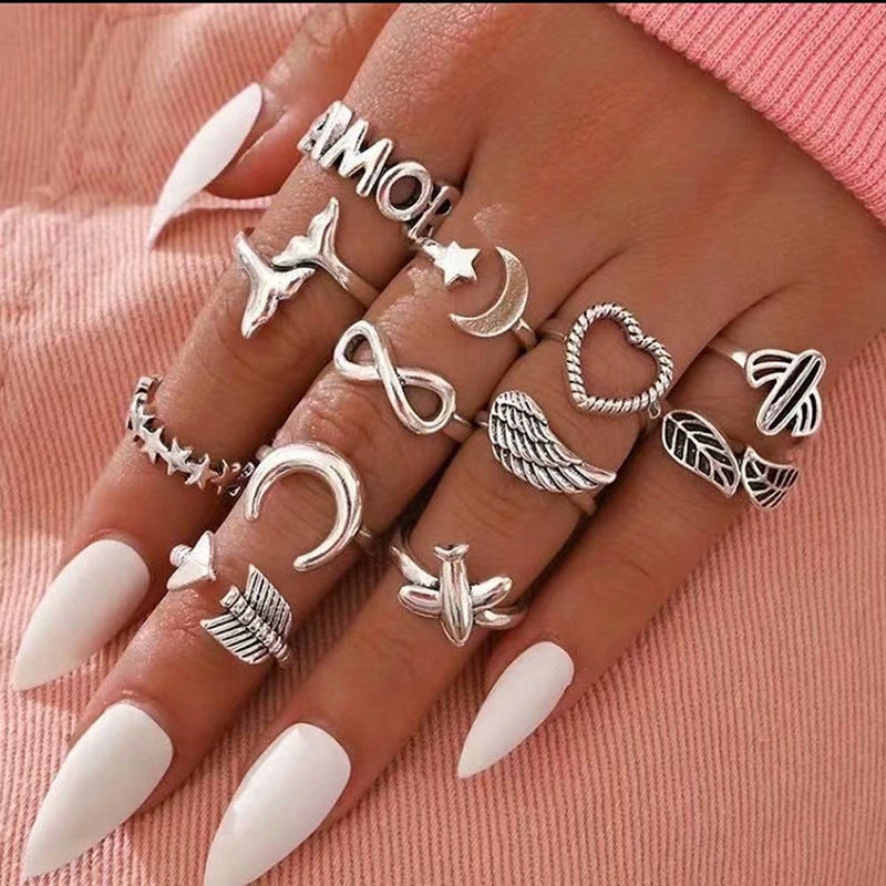 Vintage Boho Style Micro Inlays Ring Sets-Rings-The same as picture-Free Shipping Leatheretro