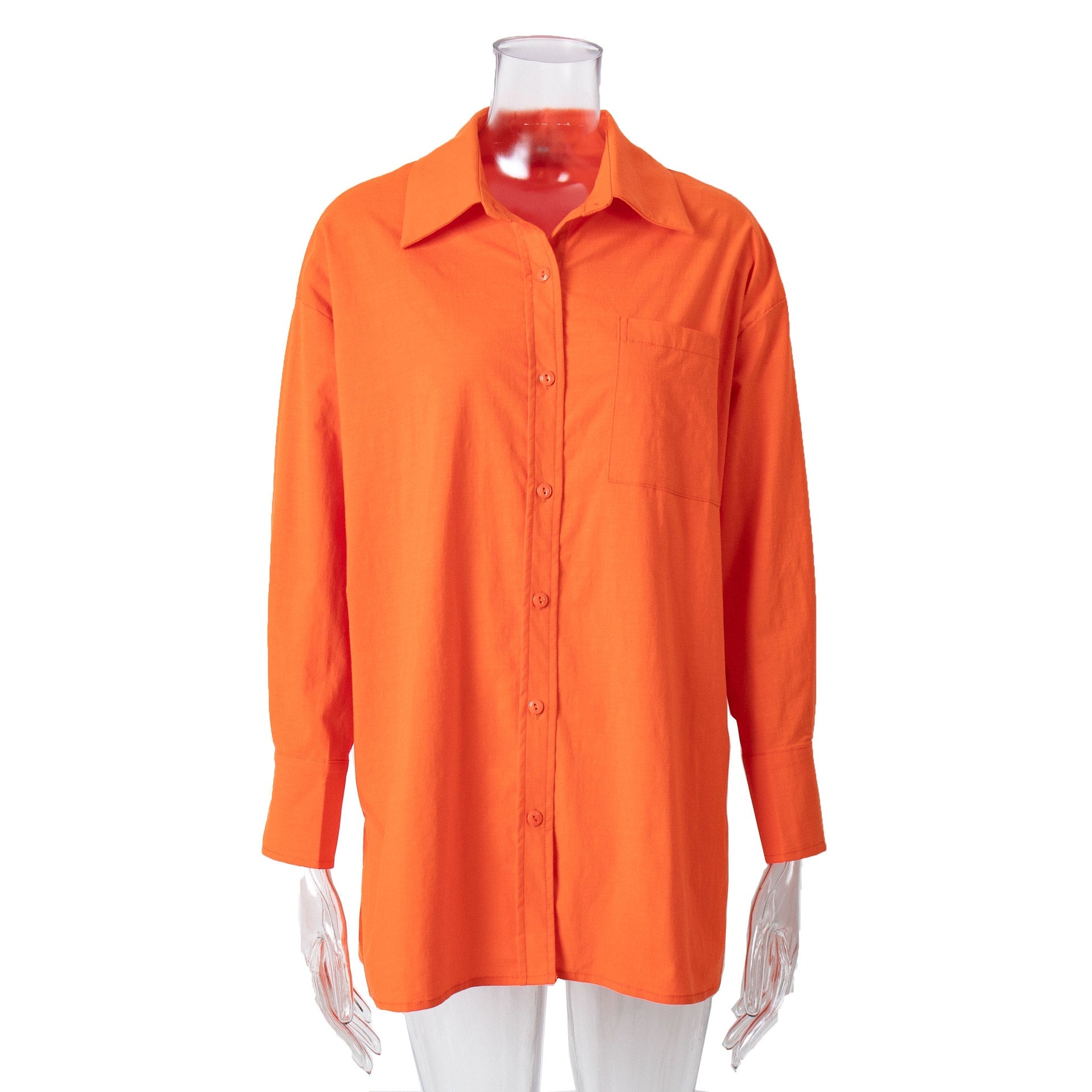 Casual Long Sleeves Shirts and Wide Legs Pants Suits-Suits-Orange-S-Free Shipping Leatheretro