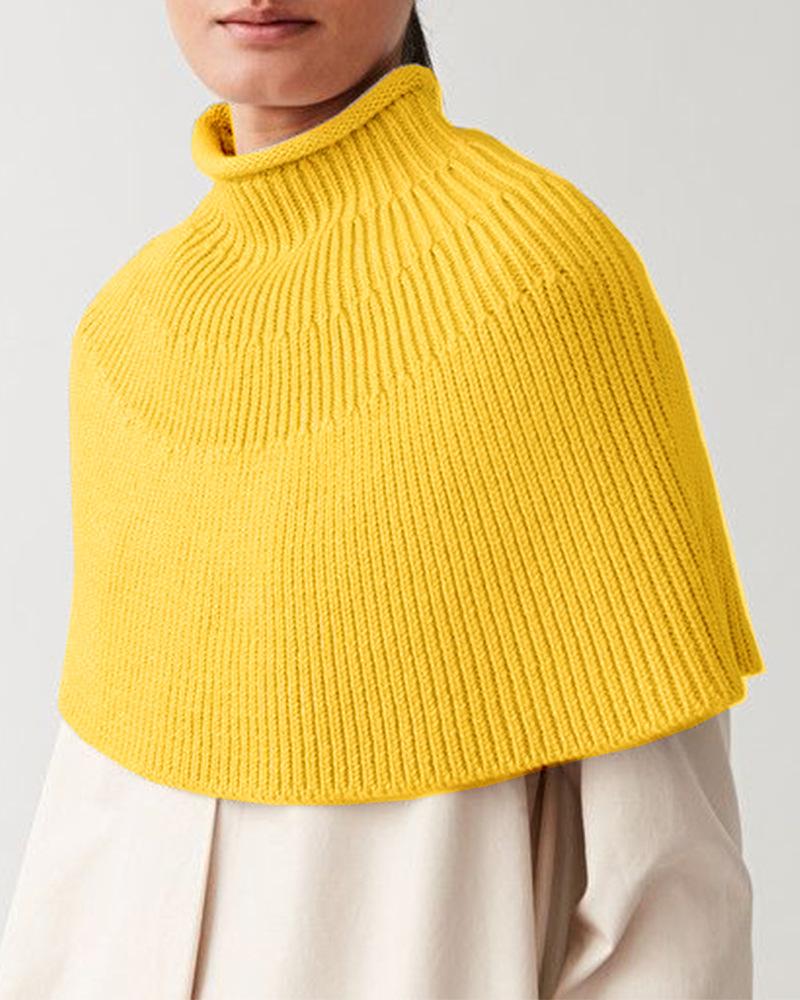 Women Designed High Neck Knitting Capes-Shirts & Tops-Yellow-S-Free Shipping Leatheretro