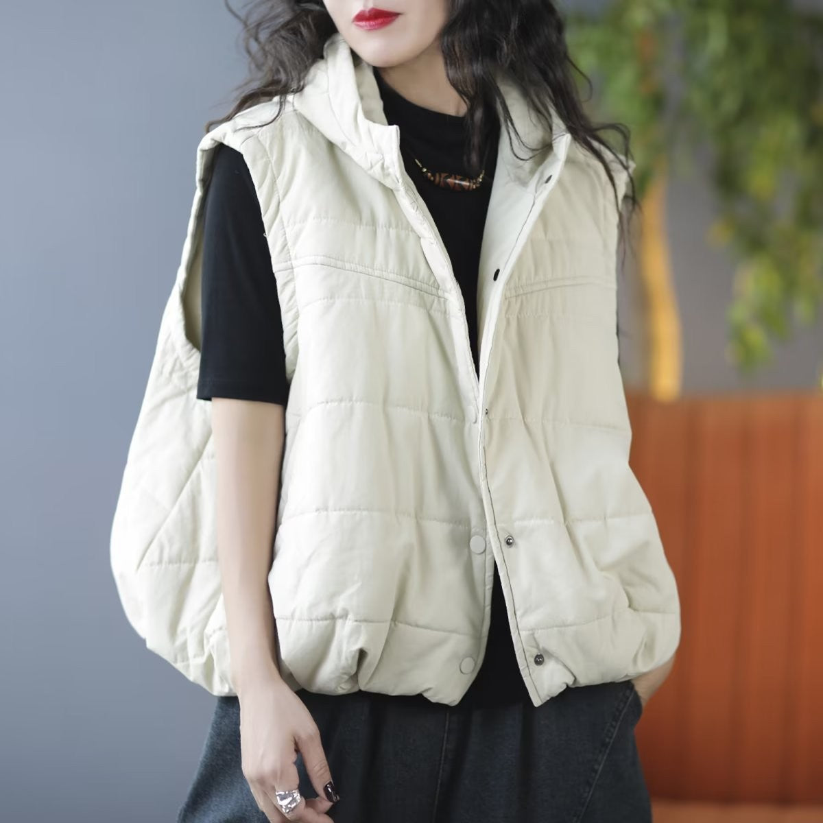 Casual Winter Sleeveless Cotton Vest-Vests-Ivory-One Size-Free Shipping Leatheretro