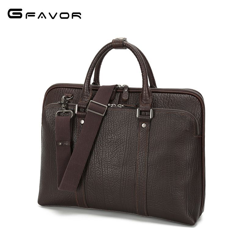 15.6" Business Cowhide Leather Briefcase for Men P0089-Briefcases-Coffee-Free Shipping Leatheretro