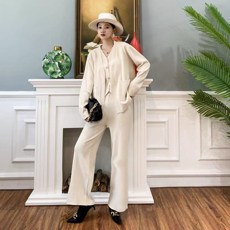 Luxury 3pcs Knitted Women Suits-Suits-Ivory-One Size-Free Shipping Leatheretro