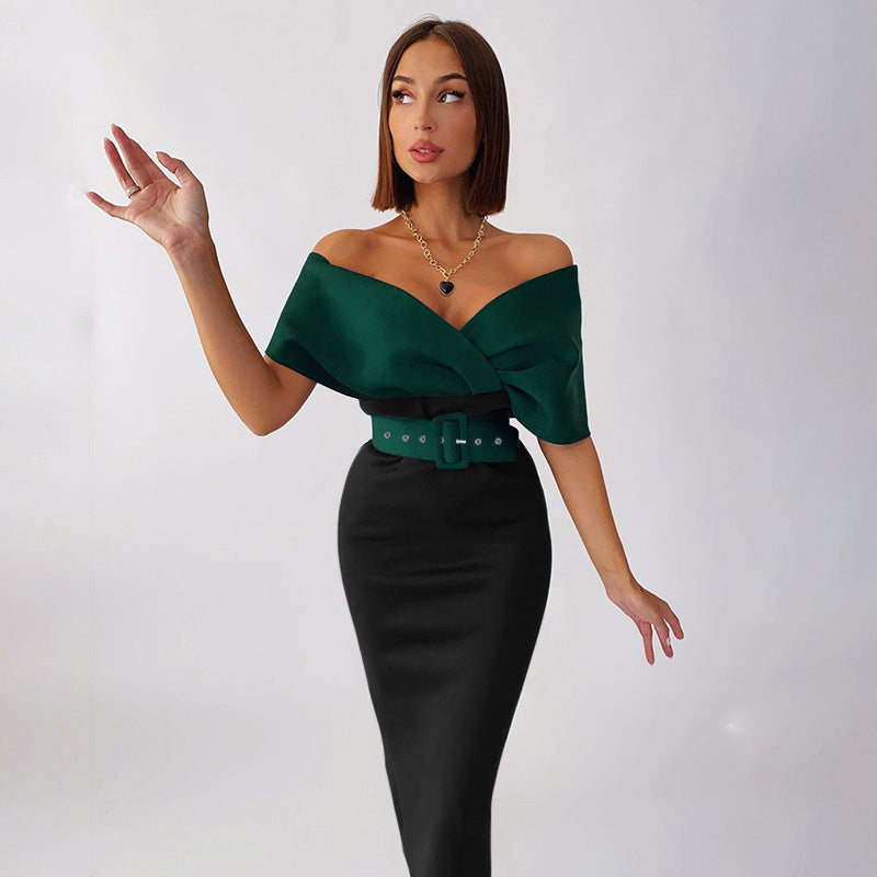 Sexy Office Lady Dresses with Belt-Dresses-Green-S-Free Shipping Leatheretro
