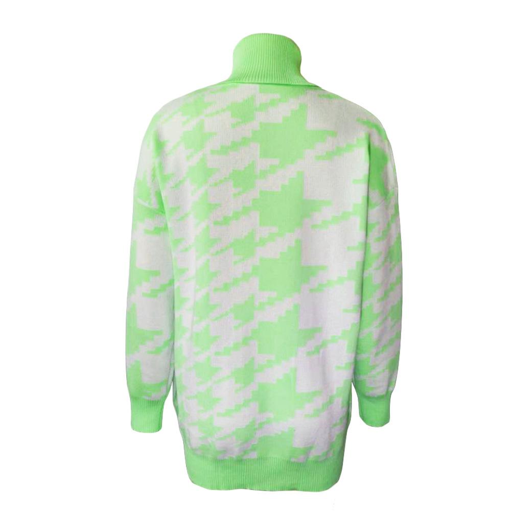 Casual Knitting Plaid Women Hoody Sweaters-Women Sweaters-Green-S-Free Shipping Leatheretro