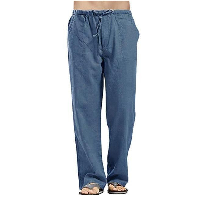 Casual Linen Men's Summer Pants-Pants-Light Blue-S-Free Shipping Leatheretro