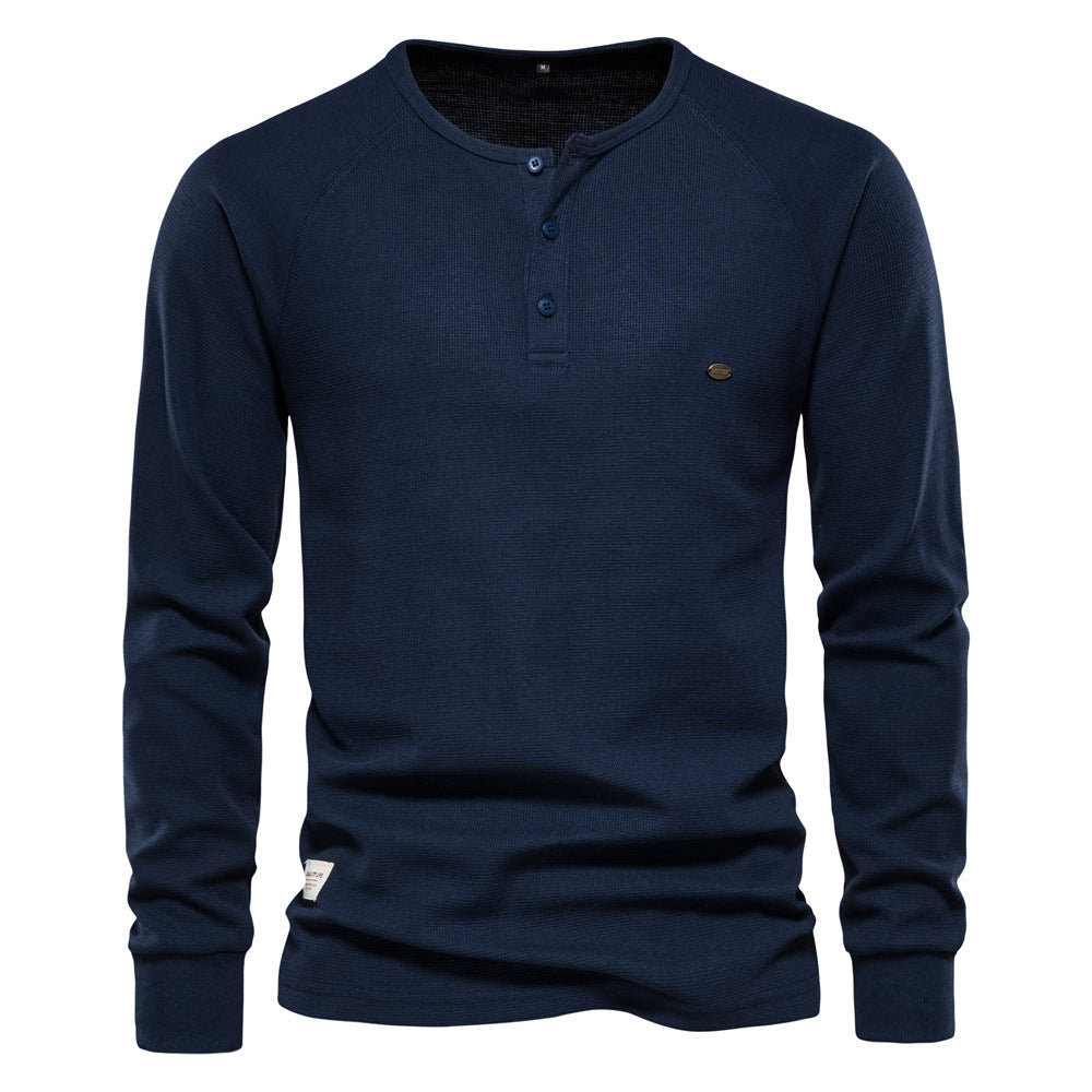 Fashion Long Sleeves T Shirts for Men-Shirts & Tops-Navy Blue-S-Free Shipping Leatheretro