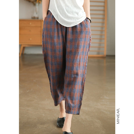 Casual Comfort Elastic Waist Linen Harem Pants-Pants-Coffee-One Size-Free Shipping Leatheretro